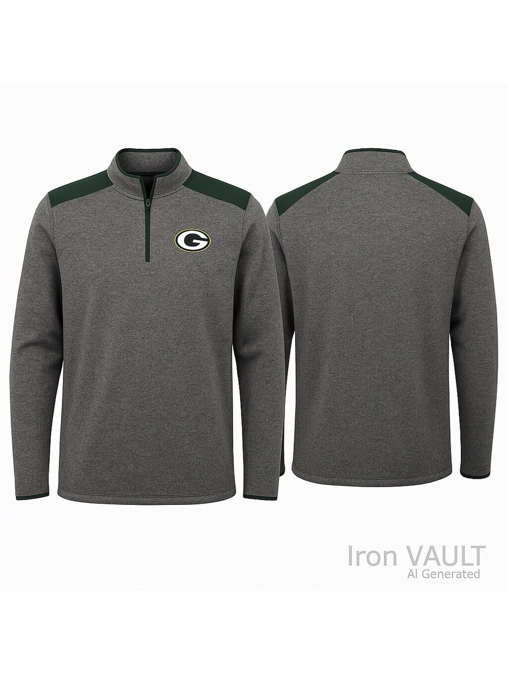 Green Bay Packers NFL Team Apparel Quarter Zip Men’s 2XL Gray Heather Pullover